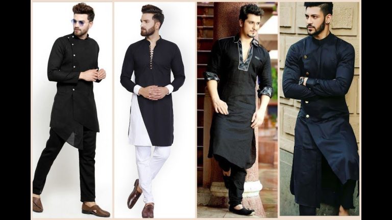 stylish black kurta pajama design