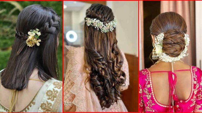 modern trendy hairstyle for saree